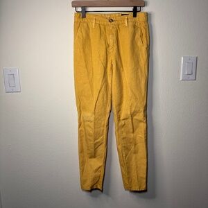 AG The Caden Pants Women’s 24R Yellow Tailored Linen Cotton Blend Trousers